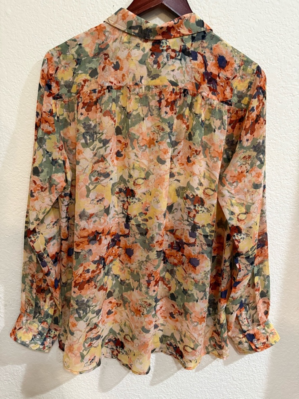 ORVIS Long Sleeve blouse  Multi-color Floral Print Pattern Medium - Picture 2 of 13